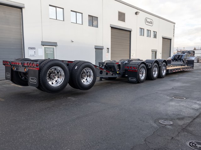 Rear view of the charcoal lowbed and matching tandem nitrogen booster.