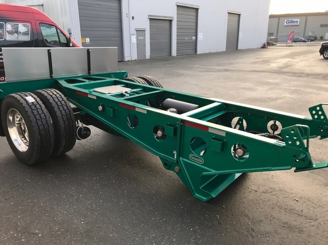 Opposite view of the green Fish Mouth coupling frame and crossmembers.