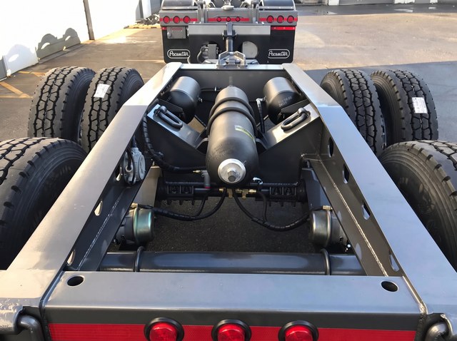Close view of the nitrogen booster cylinders and frame assembly.